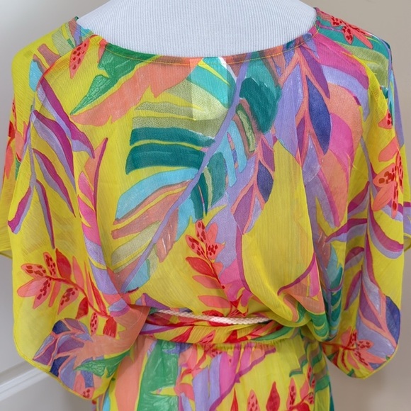 BECCA Costa Printed Bella Belted Floral Vibrant Chiffon Beach Cover Up Size XS - Picture 6 of 8